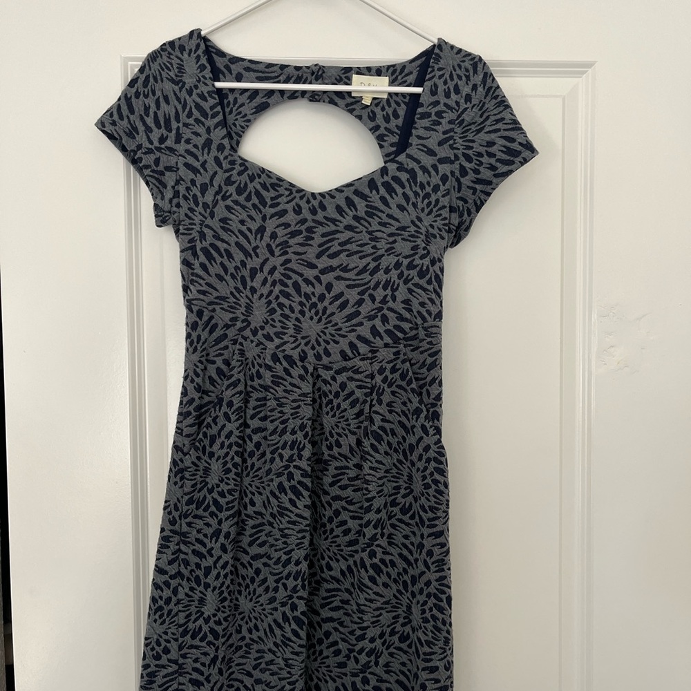 Navy and Gray Patterned Dress